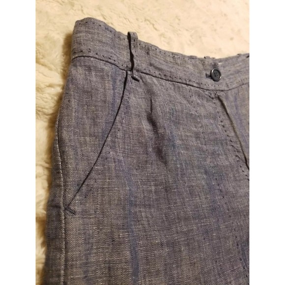 MSSP Max Studio Specialty Linen Pants Womens Size 8 Blue Chambray Trim - Picture 8 of 11